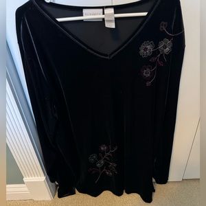 Elizabeth by Liz Claiborne Black Velour Top